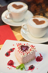 Image showing heart-shaped valentine cake