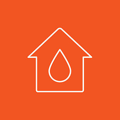 Image showing House with water drop line icon.