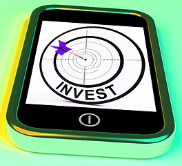 Image showing Invest Smartphone Shows Investors And Investing Money Online