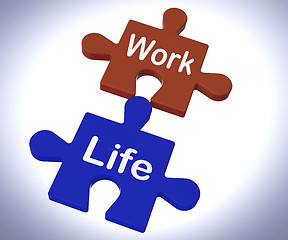 Image showing Work Life Puzzle Shows Balancing Job And Relaxation