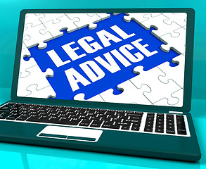 Image showing Legal Advice Laptop Shows Criminal Attorney Expert Guidance