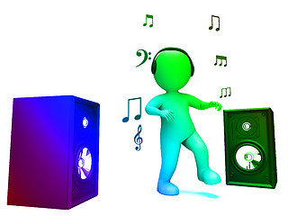 Image showing Dancing Disco Character Shows Loud Speakers And Songs