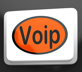 Image showing Voip Button Means Voice Over Internet Protocol Or Broadband Tele