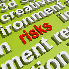 Image showing Risks In Word Cloud Shows Investment Risks And Economy Crisis