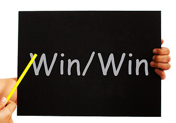 Image showing Win Win Blackboard Means Outcome Benefiting Both Sides