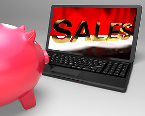 Image showing Sales On Laptop Showing Online Commerce