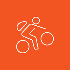 Image showing Man riding bike line icon.