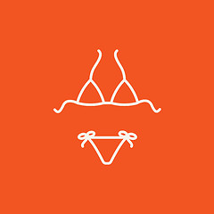 Image showing Swimsuit for women line icon.