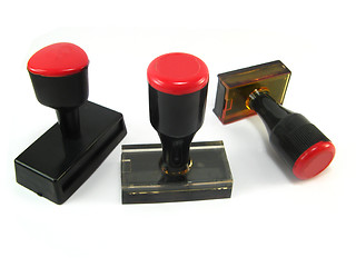 Image showing red and black stamps