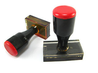 Image showing red and black stamps