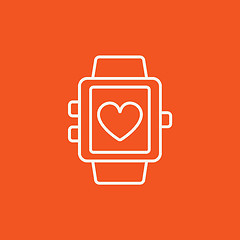 Image showing Smartwatch with heart sign line icon.