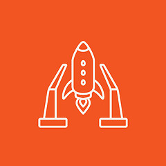 Image showing Space shuttle on take-off area line icon.