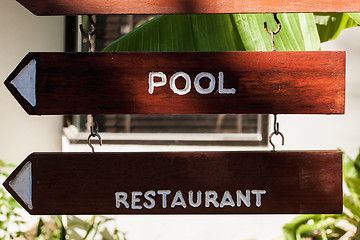 Image showing signboard on the beach at hotel, Koh Samui, Thailand