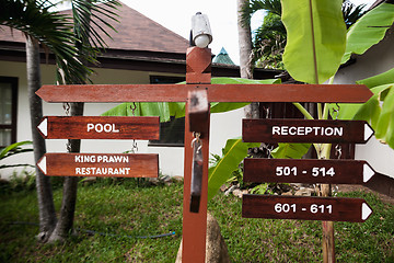 Image showing signboard on the beach at hotel, Koh Samui, Thailand