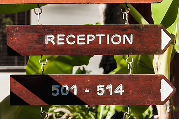 Image showing signboard on the beach at hotel, Koh Samui, Thailand