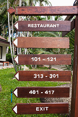 Image showing signboard on the beach at hotel, Koh Samui, Thailand