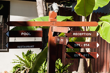 Image showing signboard on the beach at hotel, Koh Samui, Thailand