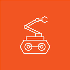 Image showing Industrial mechanical robot arm line icon.