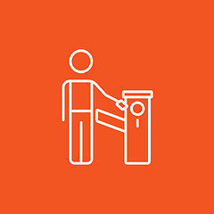 Image showing Man at car barrier line icon.