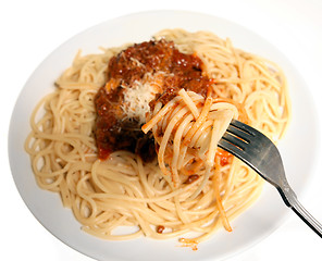 Image showing Spaghetti on fork