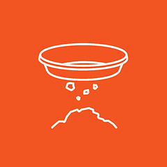 Image showing Bowl for sifting gold line icon.