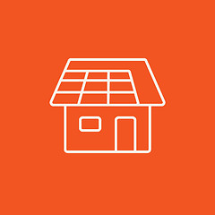 Image showing House with solar panel line icon.