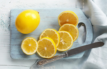 Image showing still life with fresh lemons