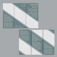 Image showing Tri-fold flyer brochure template with slate blue stripes