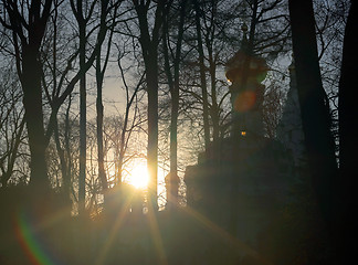 Image showing Orthodox churches in sunset 