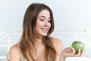 Image showing The morning and breakfast of young beautiful girl