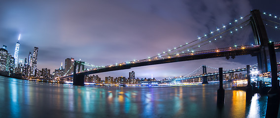 Image showing Manhattan bridge at dusk, New York City.