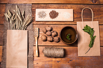 Image showing collection of healthy superfood, top view