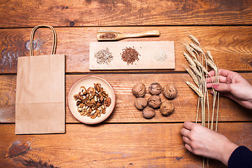 Image showing collection of healthy superfood, top view