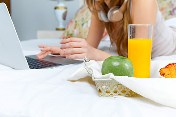 Image showing The morning and breakfast of young beautiful girl