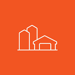 Image showing Farm buildings line icon.