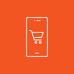 Image showing Online shopping line icon.