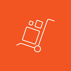 Image showing Shopping handling trolley line icon.