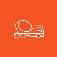 Image showing Concrete mixer truck line icon.