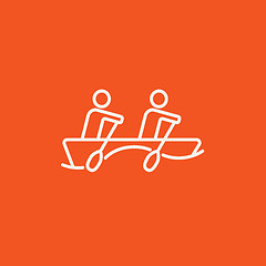 Image showing Tourists sitting in boat line icon.