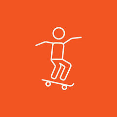 Image showing Man riding on skateboard  line icon.