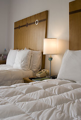 Image showing hotel room with down comforter south beach florida