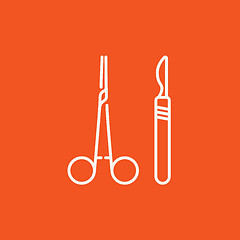 Image showing Surgical instruments line icon.