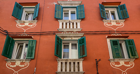 Image showing Windows and walls in old town Rovinj Croatia