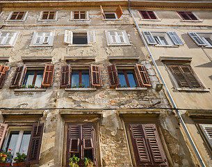 Image showing Windows and walls in old town Rovinj Croatia