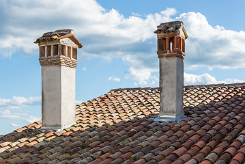 Image showing ancient tiled roof in the old town