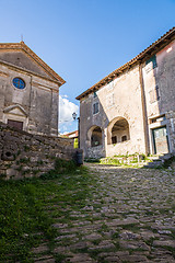 Image showing cobbled pavement and stone buildings