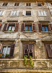 Image showing Windows and walls in old town Rovinj Croatia