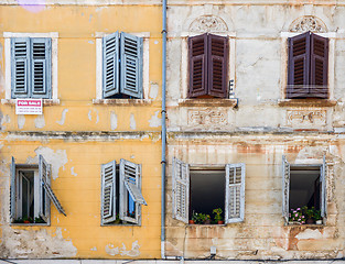 Image showing Windows and walls in old town Rovinj Croatia