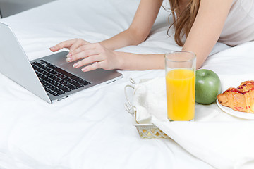 Image showing The morning and breakfast of young beautiful girl