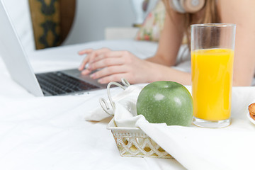 Image showing The morning and breakfast of young beautiful girl